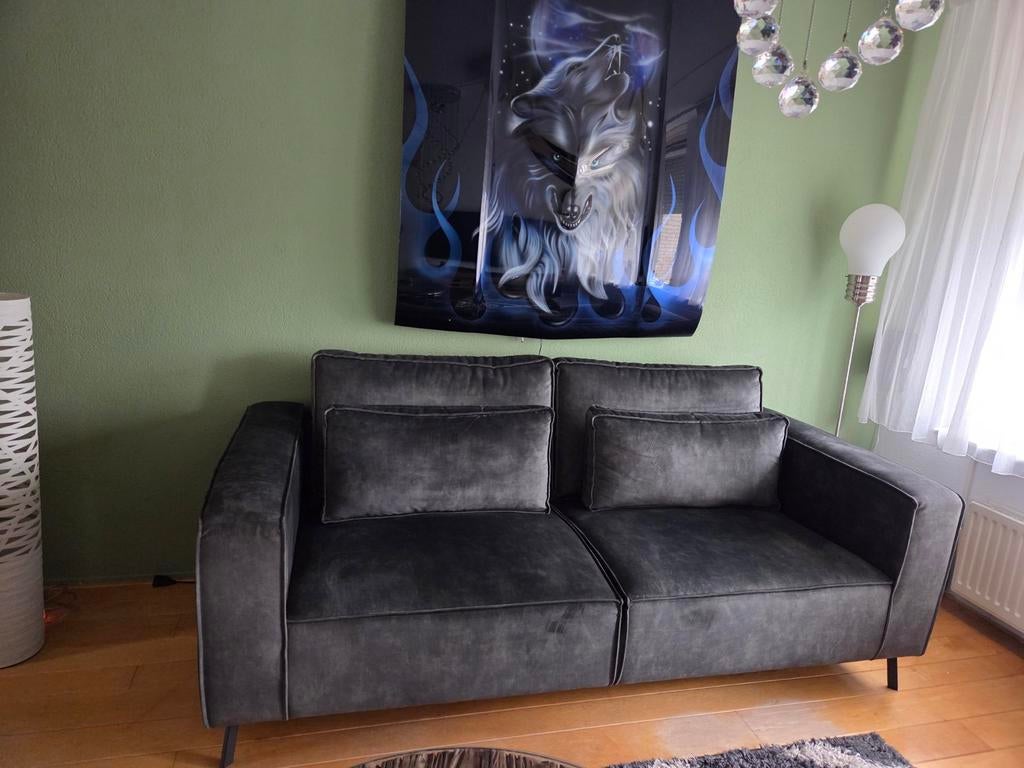 Donker groene velvet 3 zits bank izgst 8 mnd velours bank, Huis en Inrichting, Banken | Bankstellen, Ophalen, 75 tot 100 cm, Zo goed als nieuw