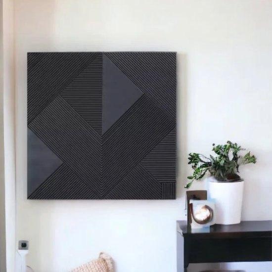 NIEUW IN DOOS: PTMD Belinda Wandpaneel Zwart - 120x120cm, Huis en Inrichting, Woonaccessoires | Wanddecoraties, Nieuw, Ophalen