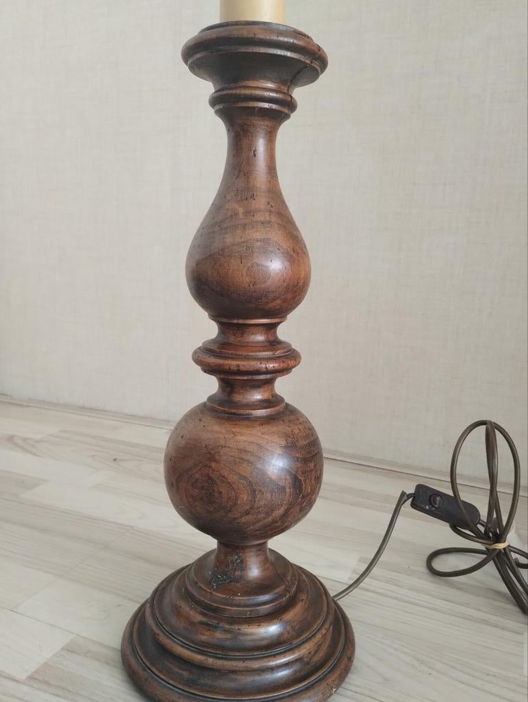 Vintage houten lamp standaard, lampen voet, Gebruikt, 50 tot 75 cm, Vintage, Klassiek, Ophalen of Verzenden