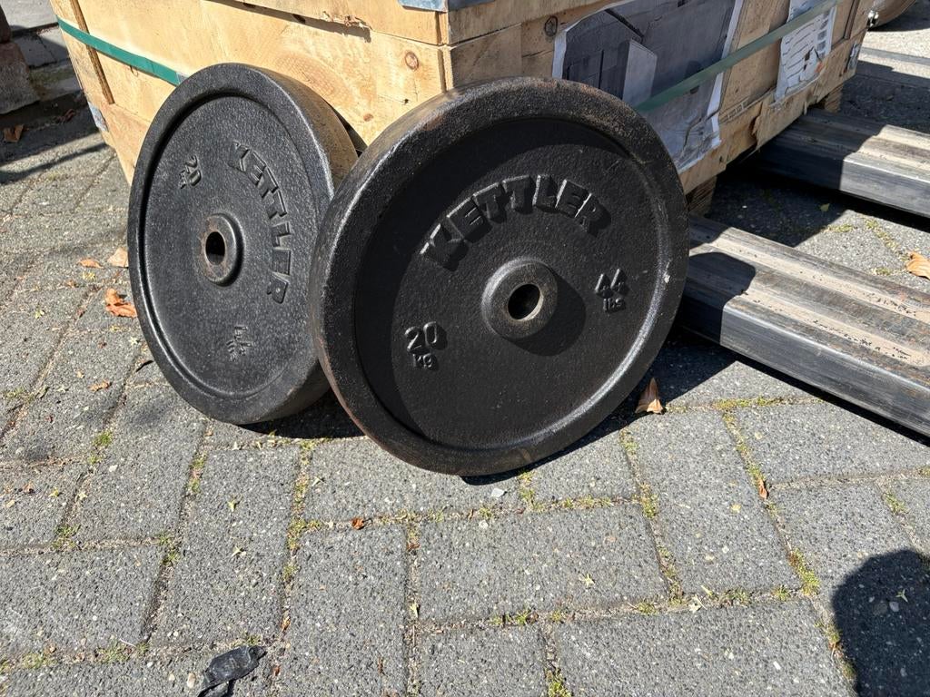 2 x 20 kg halter schijven 30 mm gewichten, Ophalen, Halterschijven, Gebruikt, Gewichten