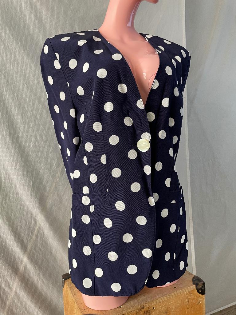 Kreymborg Y2K Blazer donkerblauw polka Dot - Maat 38, Kleding | Dames, Jasjes, Kostuums en Pakken, Blauw, Nieuw, Ophalen of Verzenden