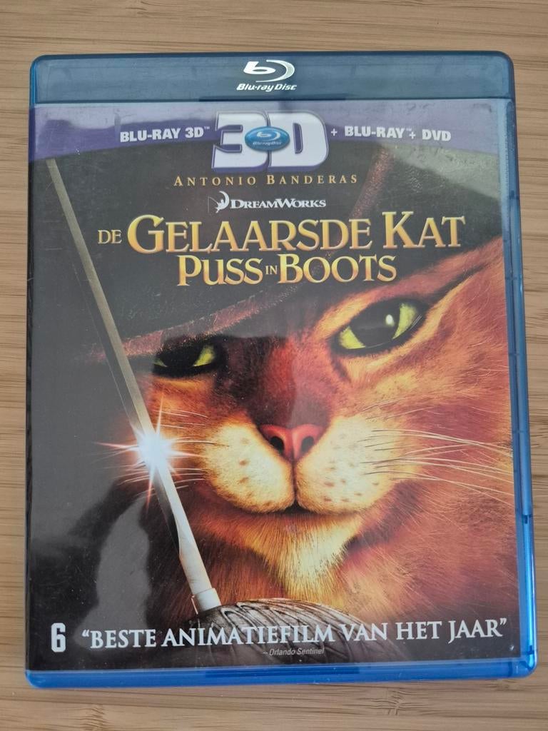 De Gelaarsde Kat Puss in Boots Blu-ray 3D + Blu-ray + DVD, Cd's en Dvd's, Blu-ray, Ophalen of Verzenden, Gebruikt, Tekenfilms en Animatie
