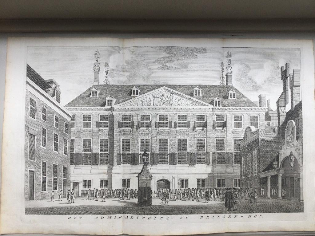 Amsterdam, Oudezijds Voorburgwal 195-199, 1760, Antiek en Kunst, Kunst | Etsen en Gravures, Verzenden