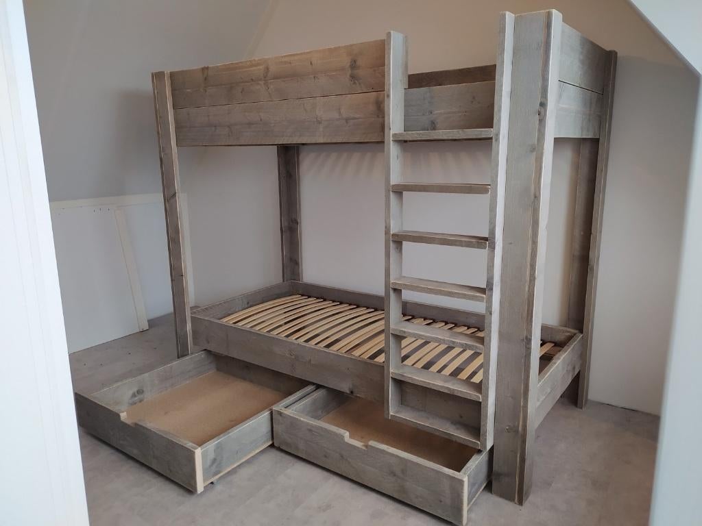 Bedden van steigerhout, Verzenden, Nieuw, 180 cm of meer, 85 tot 100 cm
