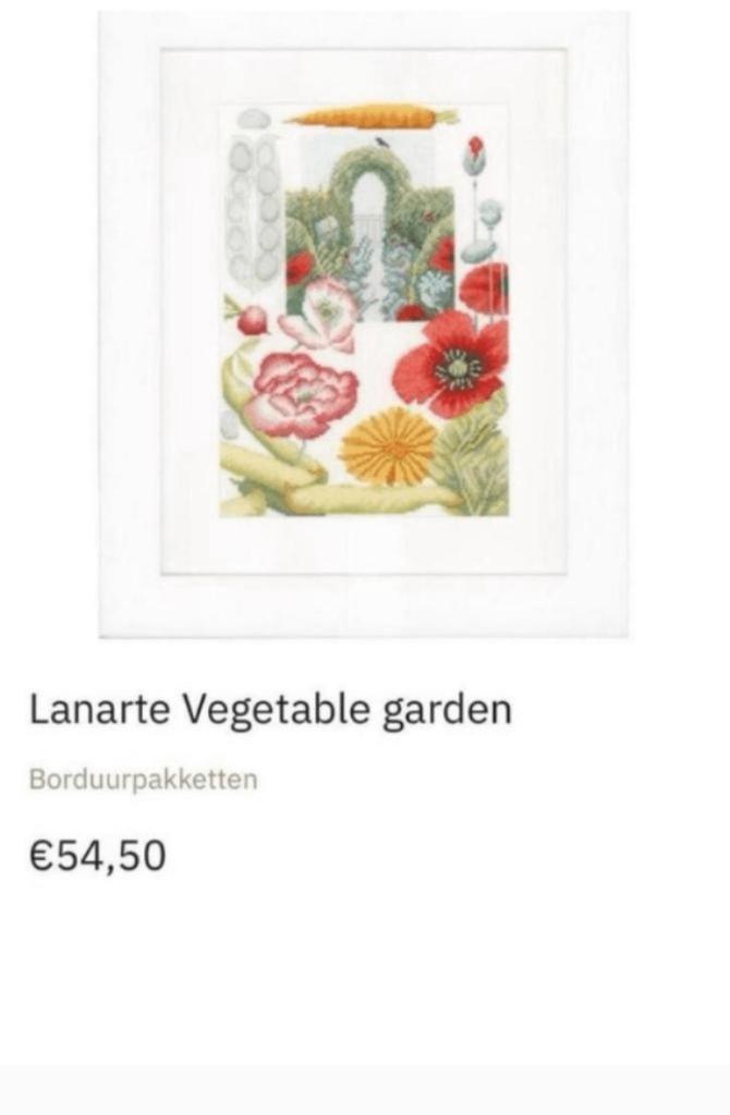 BORDUURPAKKET LANARTE M. BASTIN VEGETABLE GARDEN, Hobby en Vrije tijd, Borduren en Borduurmachines, Verzenden, Nieuw, Handborduren