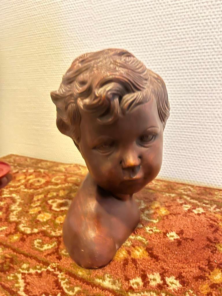 Vintage Buste van Kind - Bruin, Overige onderwerpen, Minder dan 20 cm, Buste, Ophalen of Verzenden