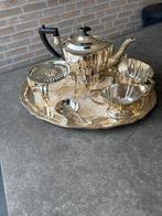 Verzilverd theeservies met dienblad, Antiek en Kunst, Antiek | Goud en Zilver, Ophalen, Zilver