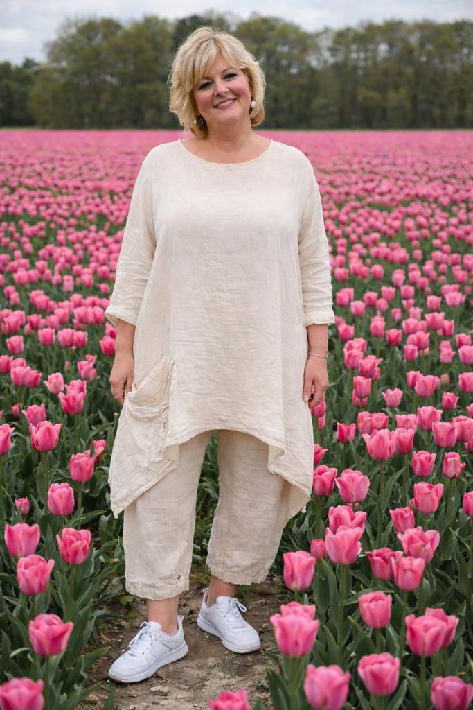 Linnen tuniek maat 2 Nieuwe Collectie, Kleding | Dames, Grote Maten, Ophalen of Verzenden, Nieuw, Beige, Blouse of Tuniek