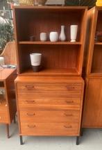 Boekenkast / ladekast hout - vintage retro kast, Gebruikt, Met deur(en), 100 tot 150 cm, 50 tot 100 cm