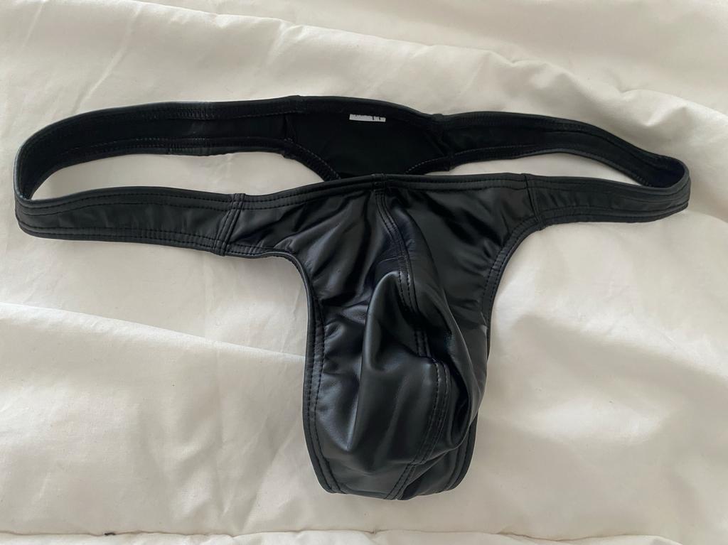 Zwarte nep leren heren string, Kleding | Heren, Ondergoed, Verzenden, Zwart, Slip