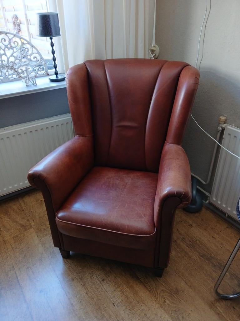 Leren oor fauteuil, Ophalen, Gebruikt, Minder dan 75 cm, 50 tot 75 cm
