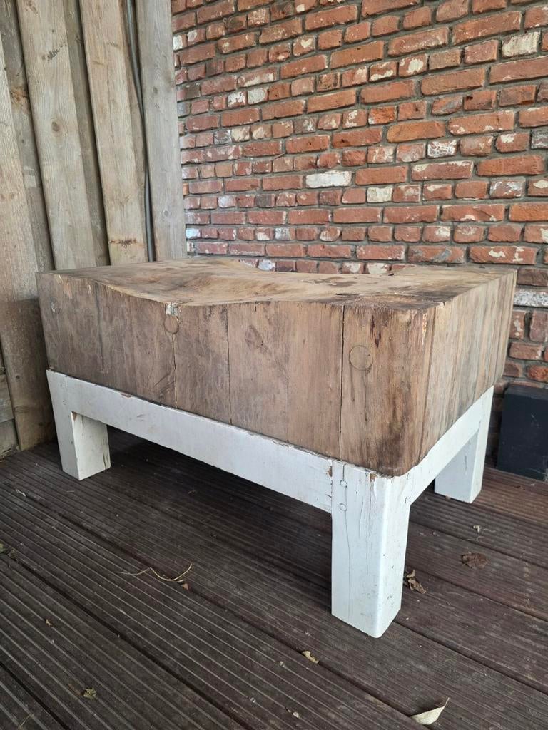 Robuust antiek slagersblok / hakblok - gaaf!, Antiek en Kunst, Antiek | Woonaccessoires, Ophalen of Verzenden