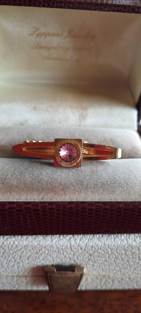 Antieke dasspeld  met Swarovski kristal, Ophalen of Verzenden, Overige materialen