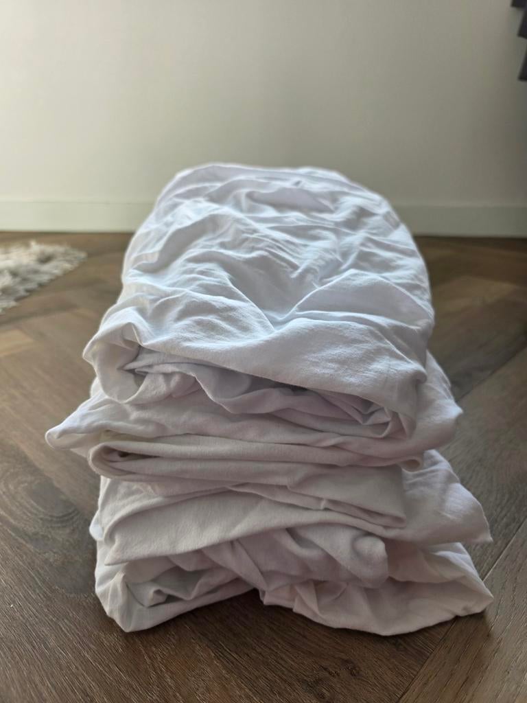 Hoeslakens peuterbed - hoeslakens 5x, molton, waterdichte., Gebruikt, Overige maten, Ophalen of Verzenden, Wit