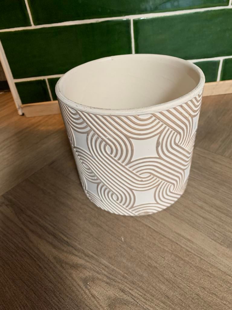 2 Stijlvolle Keramieken bloempotten nieuw, Tuin en Terras, Bloempotten, Rond, Nieuw, Ophalen of Verzenden, Balkon