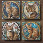 Abessijn Glas in lood onderzetters met houder, Ophalen of Verzenden, Zo goed als nieuw, Glas of Kopje