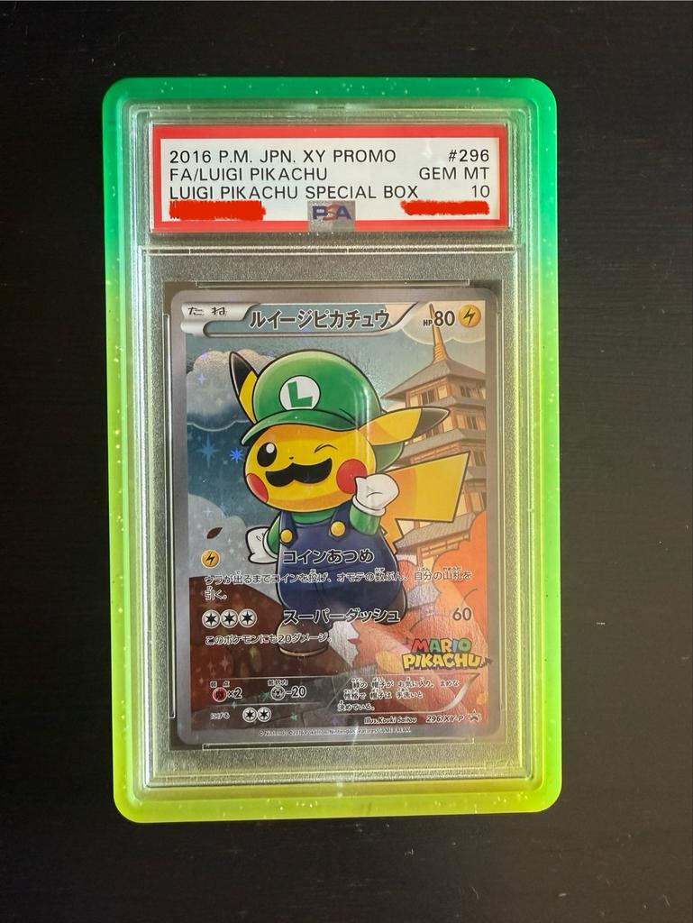 Luigi Pikachu PSA 10 - Mario Luigi Poncho Promo #296, Ophalen of Verzenden, Nieuw, Losse kaart
