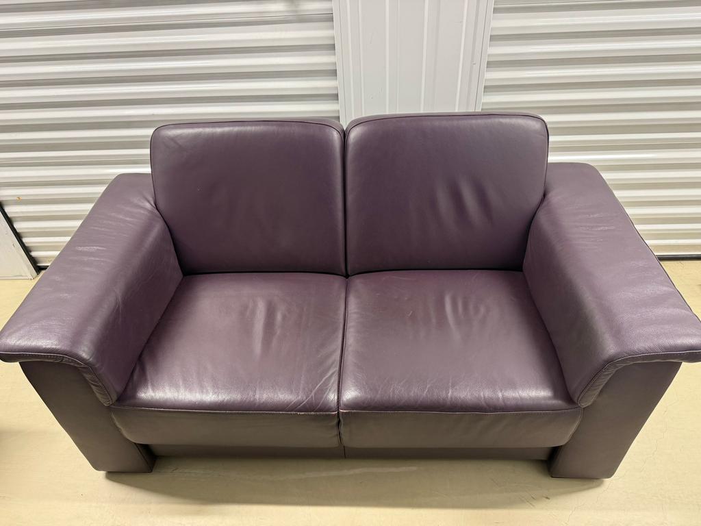 Kwaliteit Leren 2-zits bank paars/aubergine Henders & Hazel, Ophalen, 150 tot 200 cm, Tweepersoons, Zo goed als nieuw