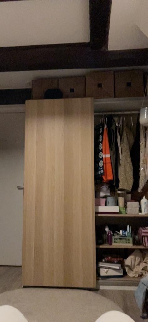 IKEA PAX kledingkast met schuifdeur in eiken look., 100 tot 150 cm, Eikenhout, Eiken, Zo goed als nieuw