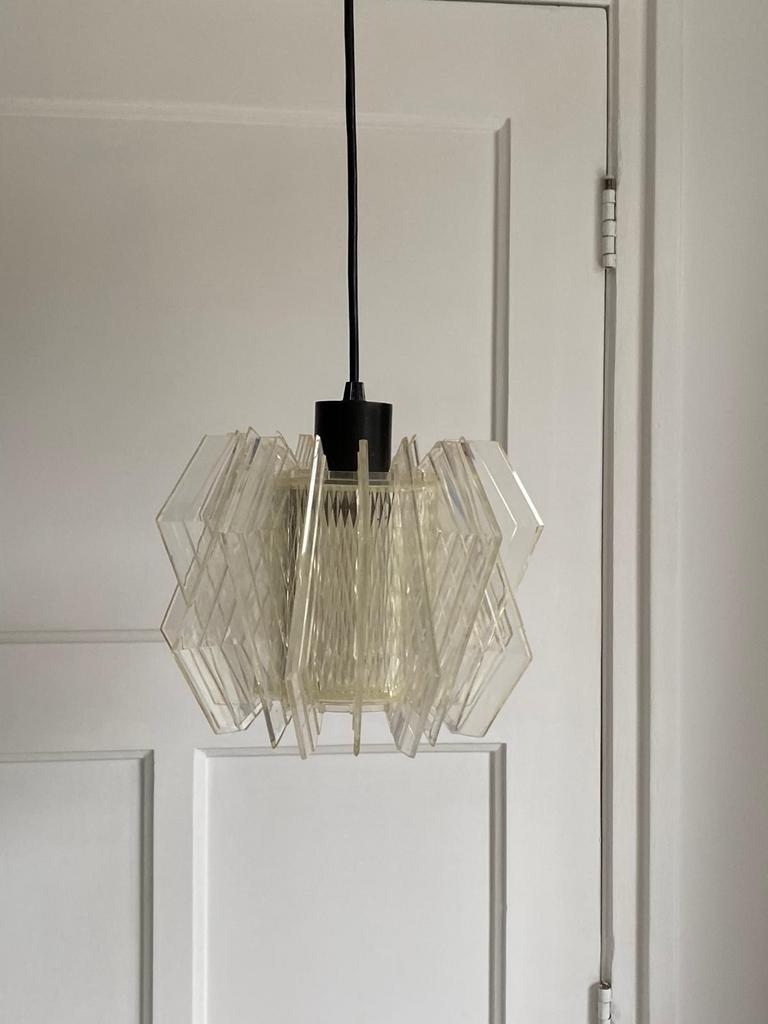Vintage Philips Space Age Lamellen Hanglamp NPD 244 (1967), Ophalen of Verzenden, Gebruikt, Kunststof, Minder dan 50 cm