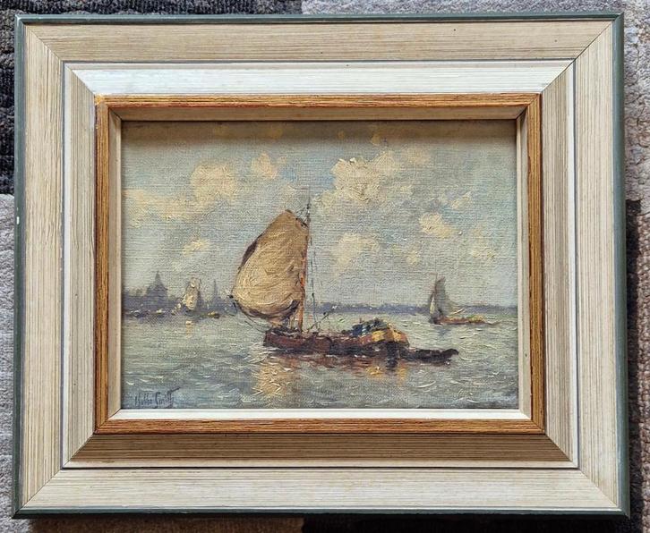 Hobbe Smith (1862-1942) schepen aan de kust., Antiek en Kunst, Kunst | Schilderijen | Klassiek, Ophalen of Verzenden