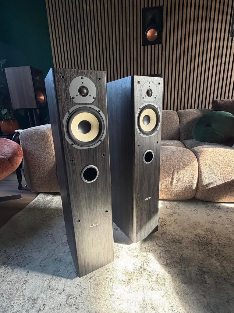 Tannoy Mercury mx3 Dark Oak set van 2, Gebruikt, 60 tot 120 watt, Front, Rear of Stereo speakers, Ophalen