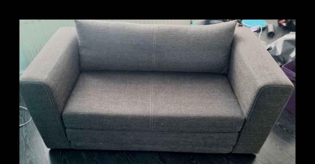 Grijze bank / slaapbank, Huis en Inrichting, Ophalen, 90 cm, 190 cm of minder, Zo goed als nieuw