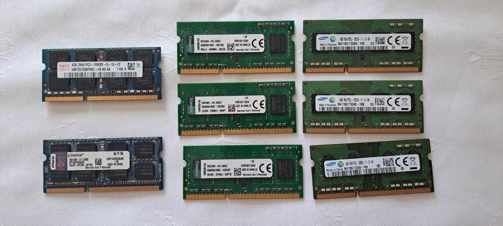8x 4GB DDR3 geheugen voor  Laptop, Computers en Software, RAM geheugen, Gebruikt, Verschillend (o.a. 1333MHz, 1600MHz, 2400MHz)