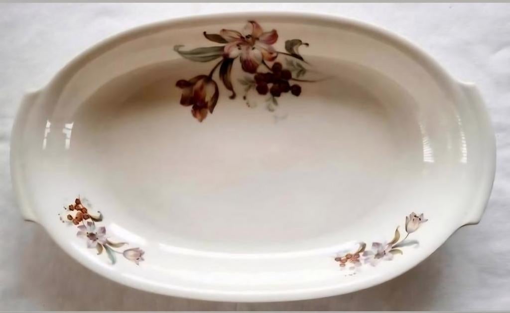 Creme ovale diepe schaal Kahla handvatten tulpen bloemen, Ophalen of Verzenden