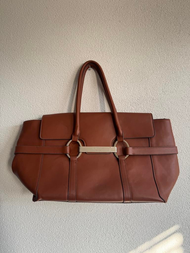 Fiorelli cognac bruine tote schouder tas met flap, Shopper, Fiorelli, Ophalen of Verzenden, Zo goed als nieuw