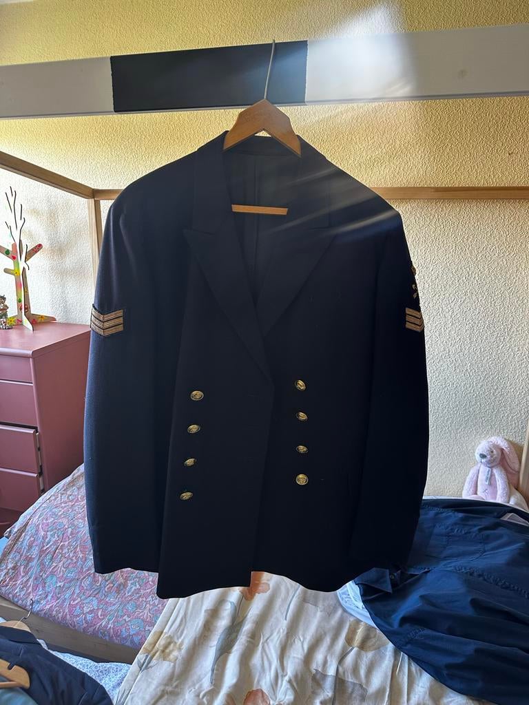 Vintage Marine Uniform Jas XL - met Gouden Details, Ophalen of Verzenden, Zo goed als nieuw, Maat 56/58 (XL), Blauw