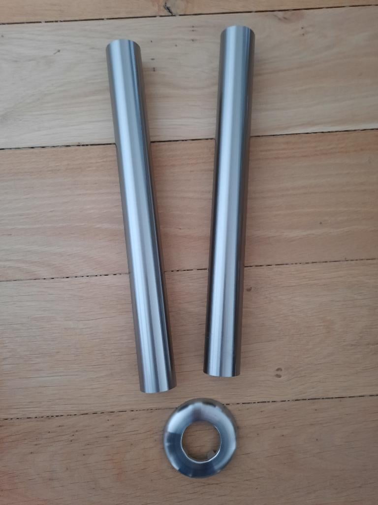 NIEUW 2 buizen en rozet buis mat chroom diameter 32 mm, Afvoer, Nieuw, Rvs, Minder dan 2 meter