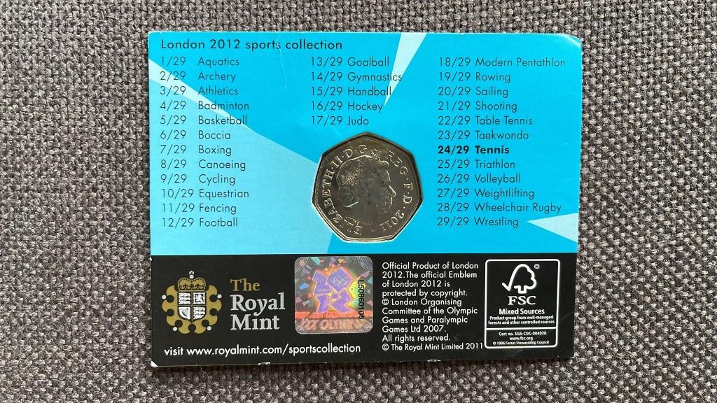 London 2012 sport collection tennis, Postzegels en Munten, Penningen en Medailles, Ophalen of Verzenden, Overige materialen, Buitenland