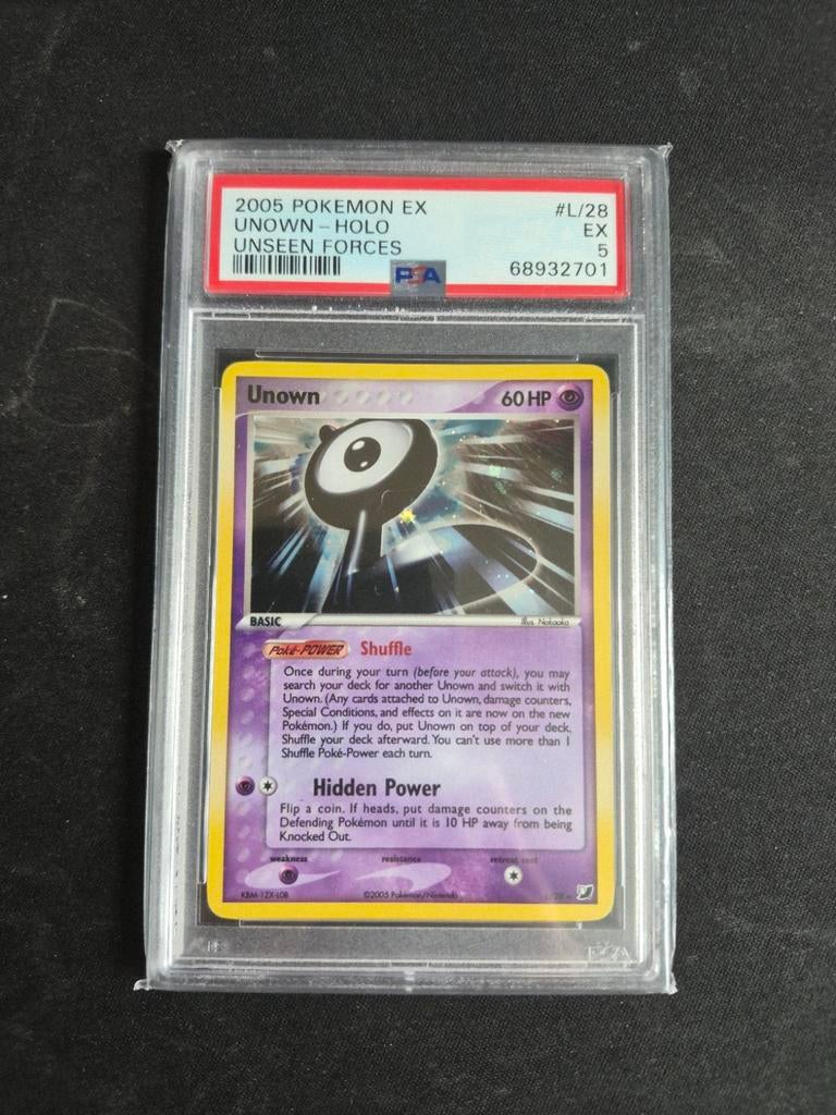 Unown Holo Unseen Forces PSA 5, Ophalen of Verzenden, Zo goed als nieuw, Losse kaart, Foil