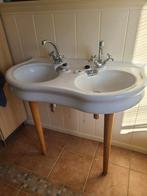 Antieke Dubbele Wastafel met Poten, Ophalen, Gebruikt, 100 tot 150 cm, Minder dan 100 cm
