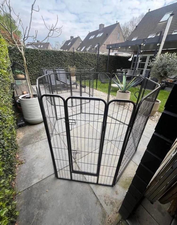 Honden hekwerk met 2 poortjes, Dieren en Toebehoren, Ophalen, 100 cm of meer, Hondenhok, Zo goed als nieuw