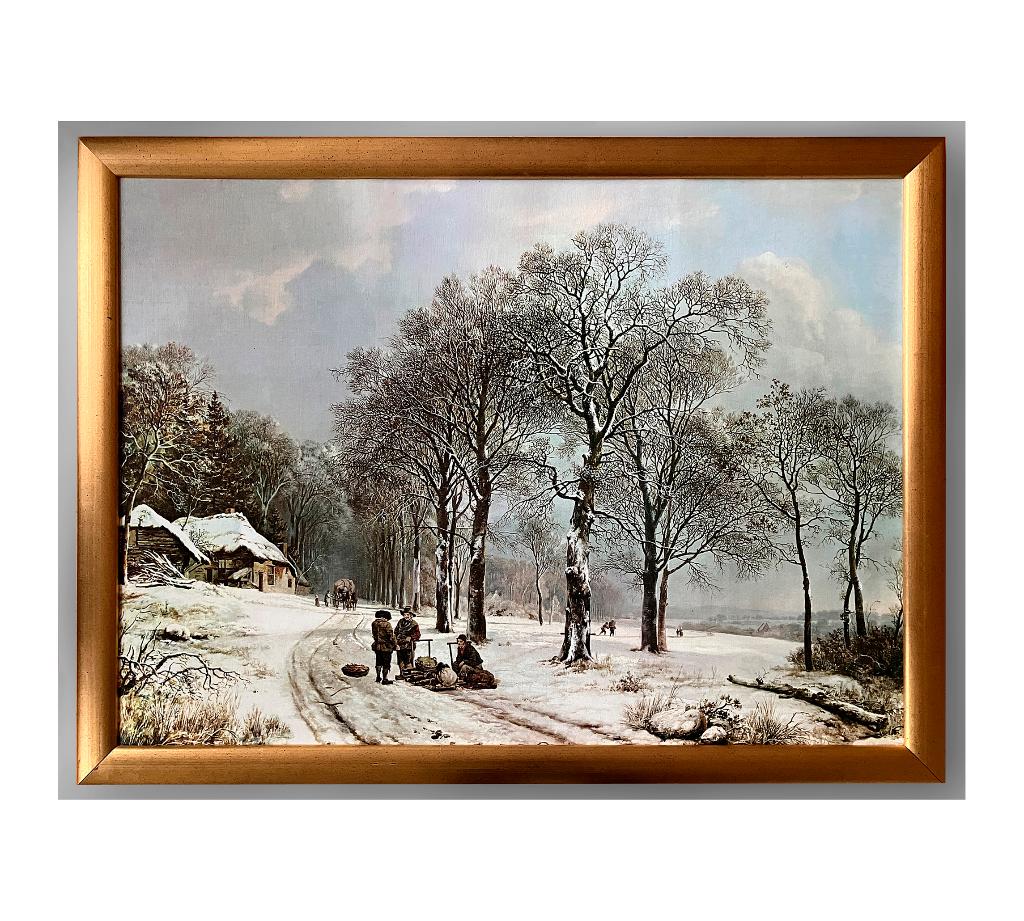 RIJKSMUSEUM BERNARD C. KOEKKOEK WINTERLANDSCHAP LINNEN REPRO, Antiek en Kunst, Kunst | Schilderijen | Klassiek, Ophalen
