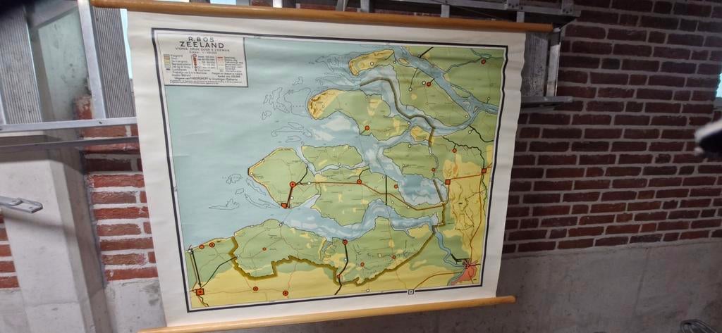 Oude Bos schoolkaart Zeeland, Antiek en Kunst, Ophalen, Aardrijkskunde