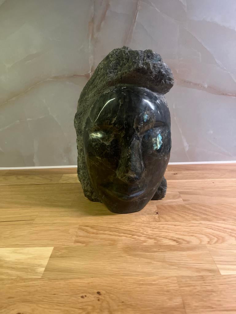 Labradoriet Stenen Hoofd, Antiek en Kunst, Kunst | Beelden en Houtsnijwerken, Ophalen