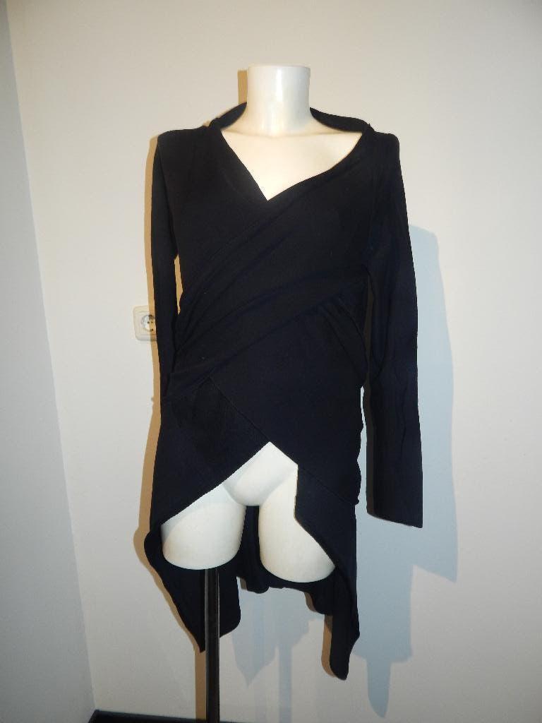 Sarah Pacini deels wol vest overslag banden apart One size, Verzenden, Sarah Pacini, Zwart, Maat 42/44 (L)