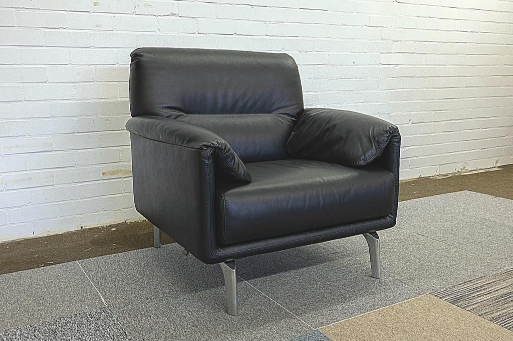 Leolux Bora Balanza fauteuil | Zwart leer, Huis en Inrichting, Fauteuils, Leolux, Info@andriesign.nl, Ophalen of Verzenden, Zo goed als nieuw