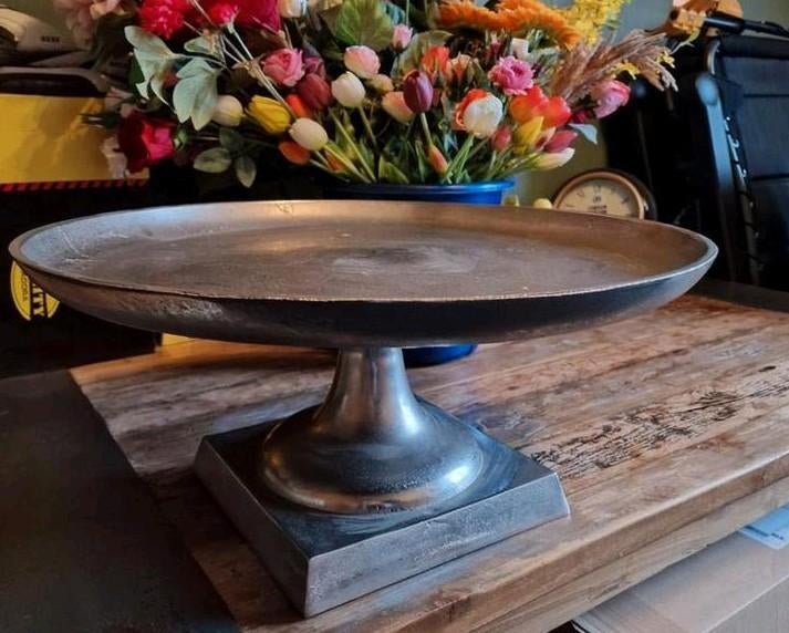 Zilverkleurig plateau - perfecte decoratie, Ophalen, Overige materialen, Schaal, Rond