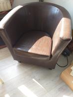 Fauteuile donkerbruin, Ophalen, Gebruikt, Minder dan 75 cm, Leer