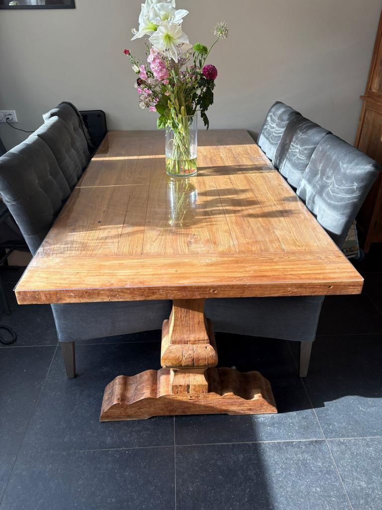 Eettafel en salontafel, Ophalen, 50 tot 100 cm, Zo goed als nieuw, Vijf personen of meer