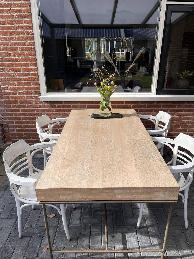 Unieke Pilat en Pilat tafel, Huis en Inrichting, Tafels | Eettafels, Ophalen, Gebruikt, 50 tot 100 cm, Vijf personen of meer