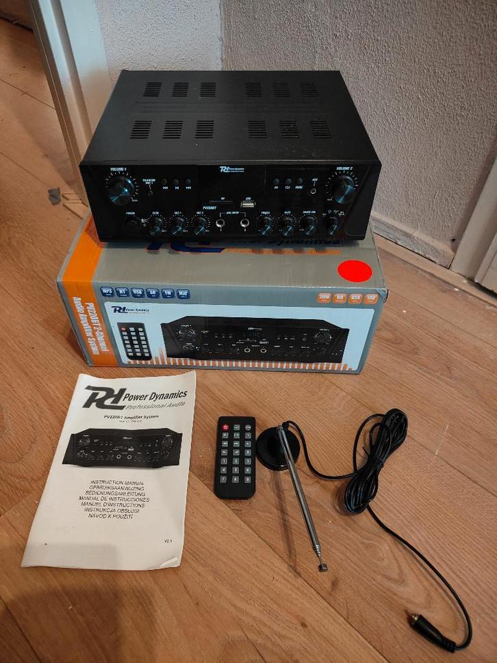 Power Dynamics PV220BT 2-zone Bluetooth versterker - 2x 100W, Audio, Tv en Foto, Versterkers en Receivers, Zo goed als nieuw, Stereo