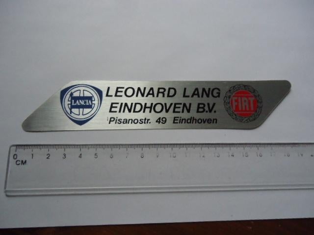 sticker oud FIAT Lancia Leonard Lang dealer eindhoven auto, Verzenden, Zo goed als nieuw, Bedrijf of Vereniging