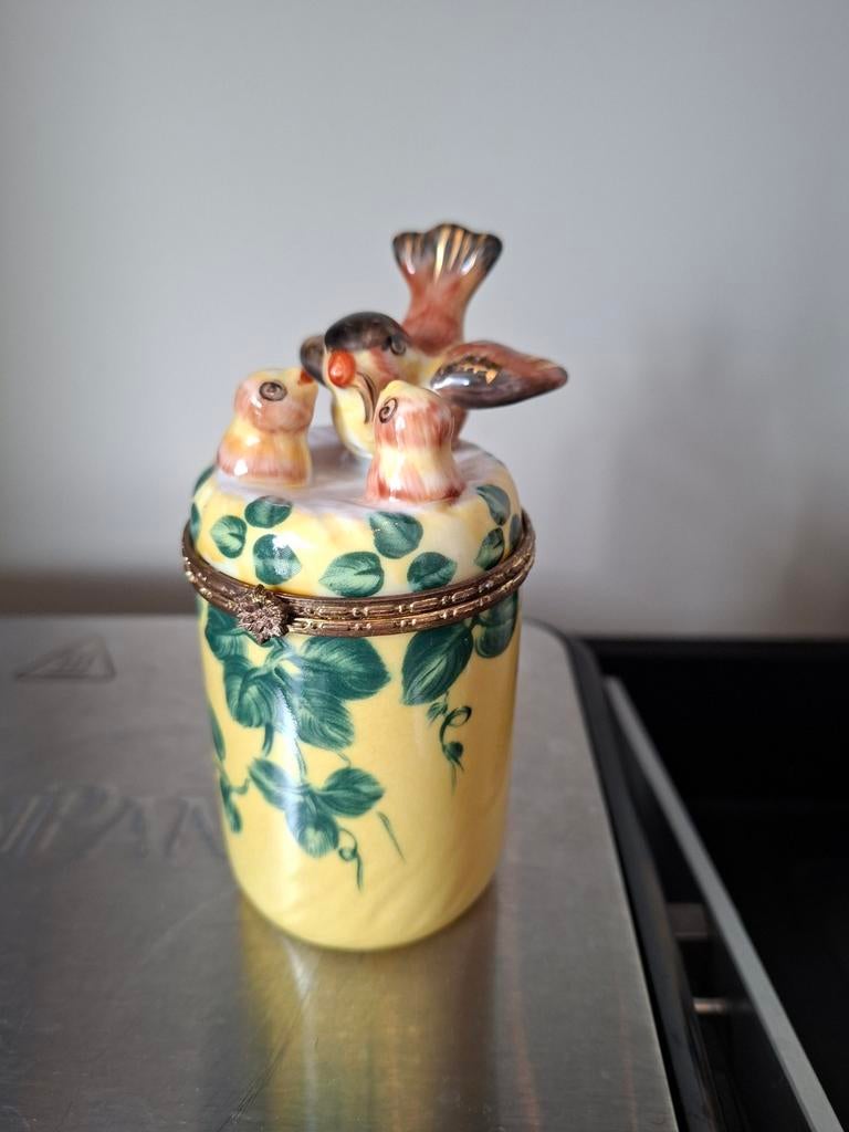 Vintage Bombay keramiek kaarsenbakje met vogelnestje, Ophalen of Verzenden