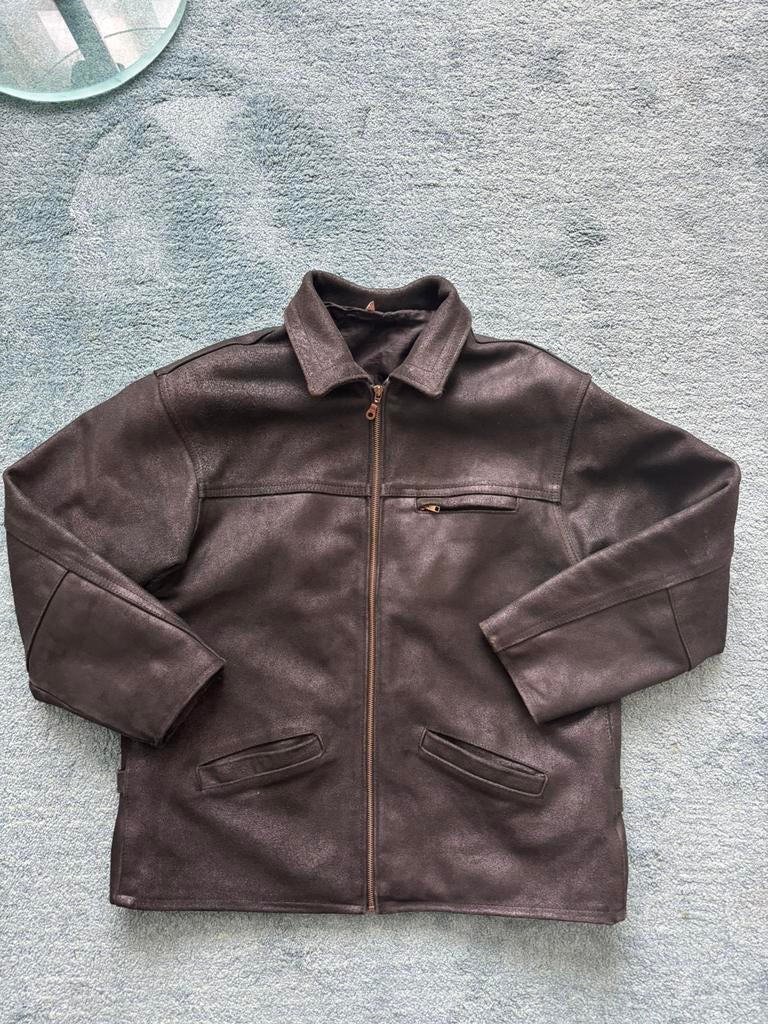 Heren gerult leren jack maat L, Ophalen of Verzenden, Gedragen, Maat 52/54 (L), Zwart