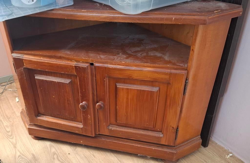 Eiken Tv Hoekkast, Huis en Inrichting, Kasten | Televisiemeubels, Ophalen, Gebruikt, Eikenhout, 50 tot 100 cm
